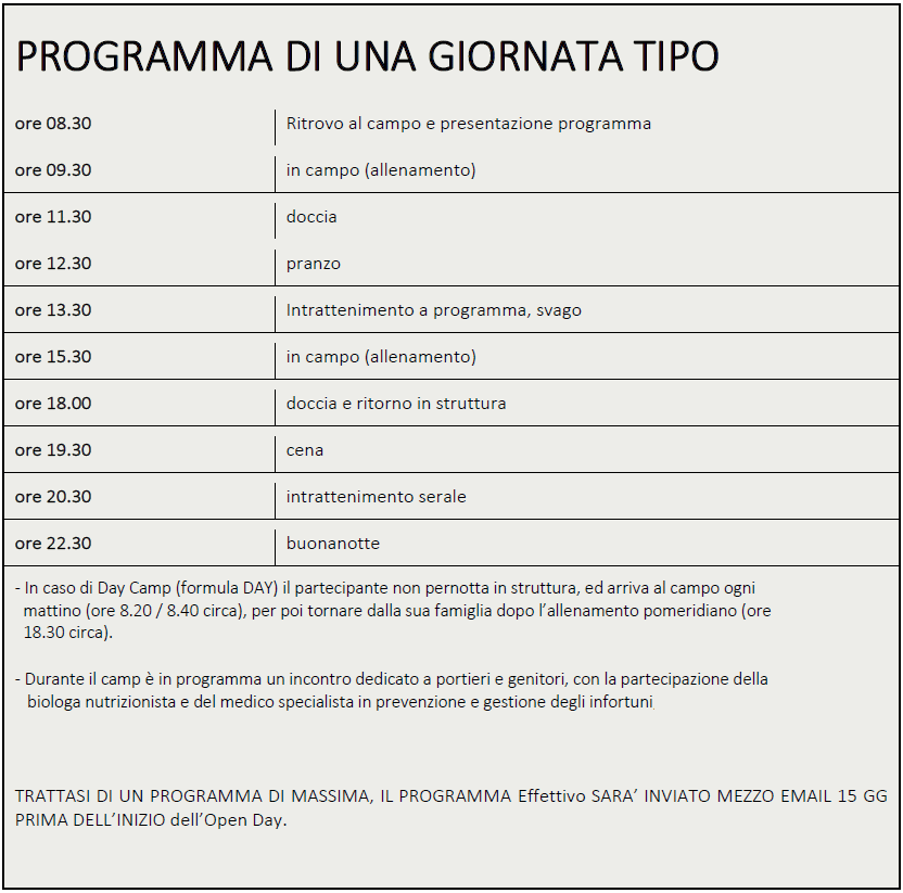 programma tipo open day feb
